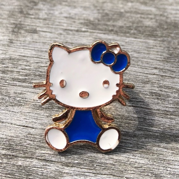 NEW RARE Collectible Hello Kitty Enamel Ring Jewelry Blue Off White Gold - Picture 3 of 11